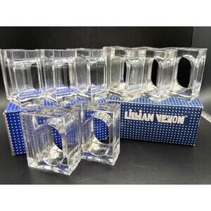 Vintage 1970s Lillian Vernon Lucite Acrylic Napkin Ring Bud Vases Set of 8